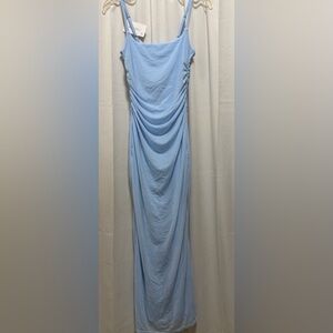 Sexy Meshed Ruched Bodycon Maxi Dress Adjustable Spaghetti Straps Size S